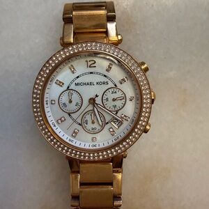 Michael Kors Rose Gold Parker Watch Mother of Pearl Face